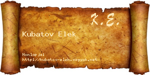 Kubatov Elek névjegykártya